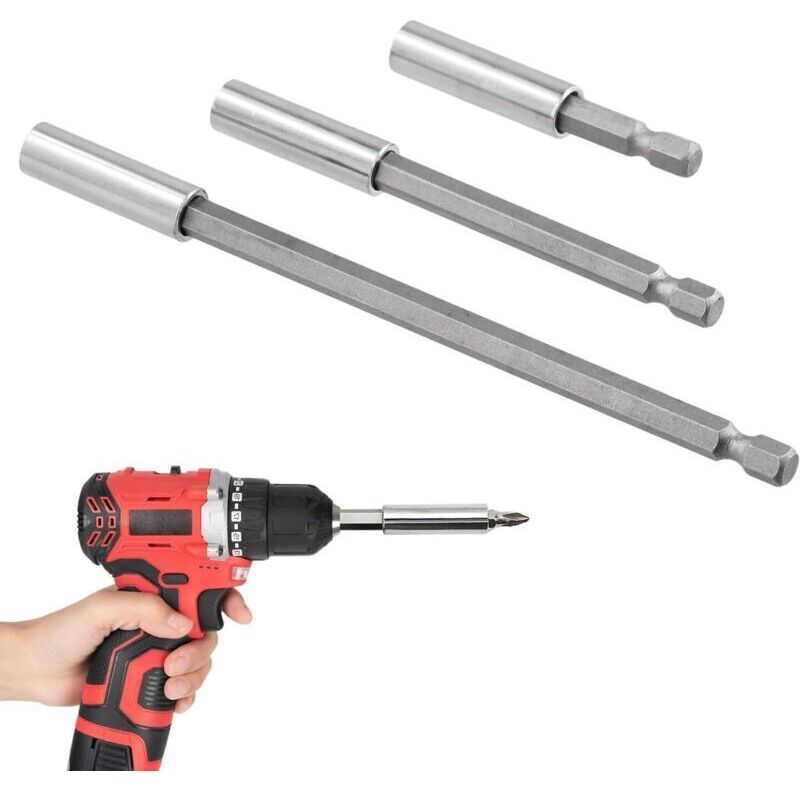 Set mit 3 Bohrverlängerungen mit magnetischem Sechskantschaft – Für Schrauben und Muttern – Ausziehbare Halterung für Akkuschrauber und Bohrmaschinen