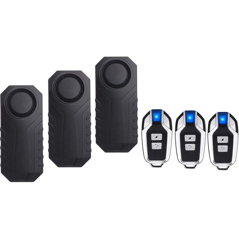 Set mit 3 Diebstahlsicherungsmeldern für Motorrad, Roller, Anhänger, Tür, Fenster, Auto, Elektroroller, IP65 wasserdicht, 113 dB