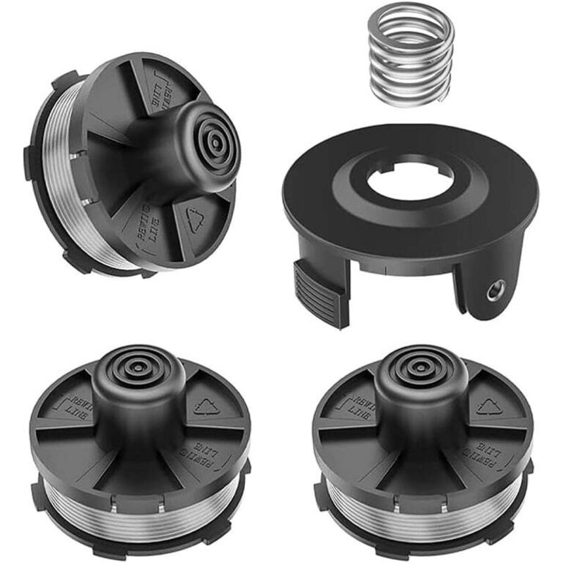 Set mit 3 Ersatzfadenspulen für Makita 18V DUR181Z/DUR181RF/DUR181 Freischneider, für Makita 196146-9, Spulenkappe 195858-1 (3 Spulen + 1 Spulenkappe