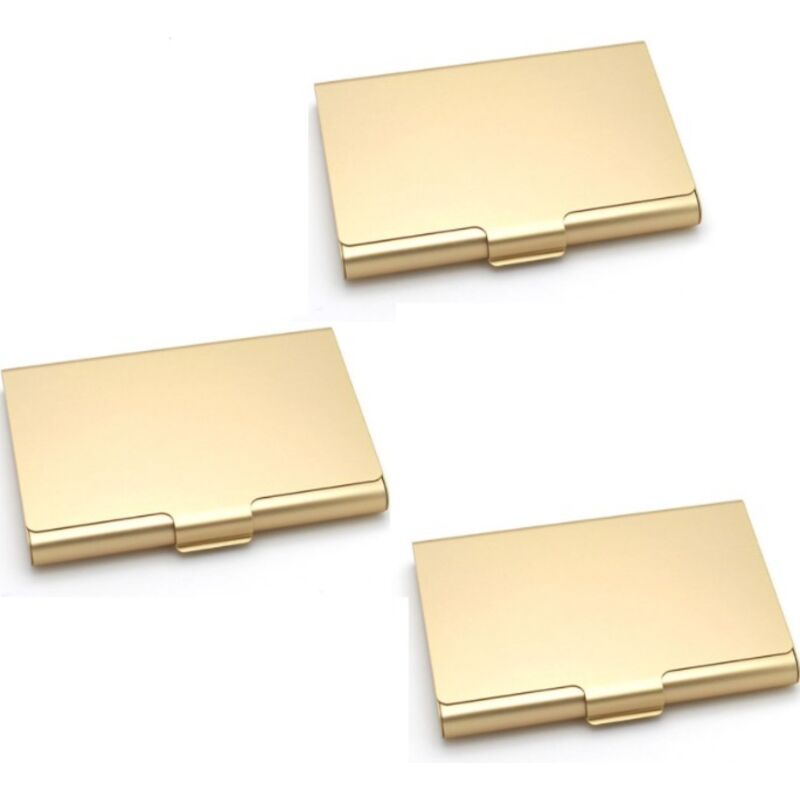 Set mit 3 ultraleichten Visitenkartenetuis aus Aluminium für Reisen und Geschäftsreisen (gold)