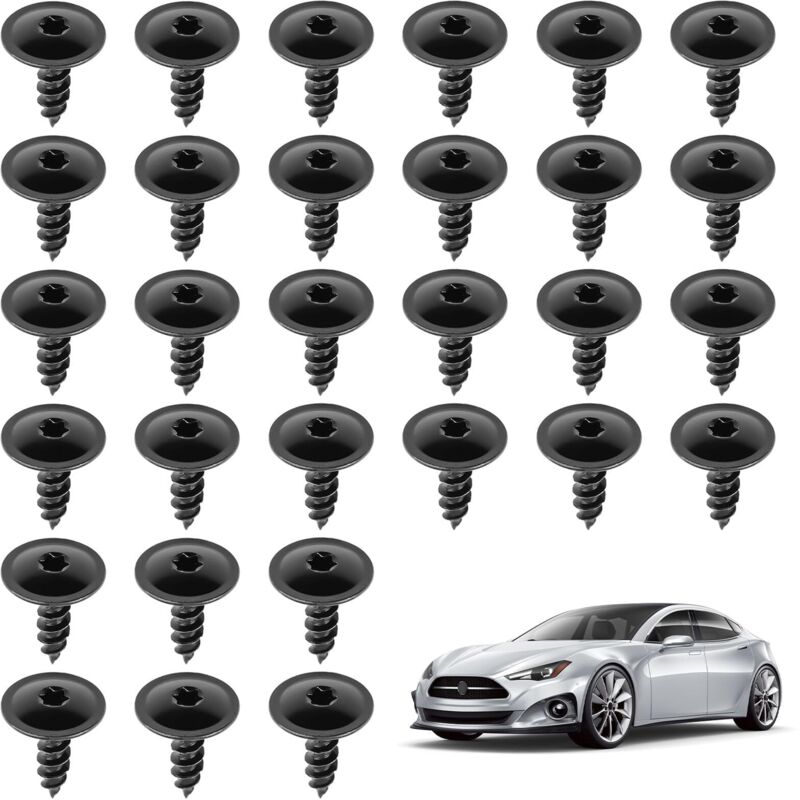 Set mit 30 Befestigungsschrauben für Motorabdeckungen – Torx-Schrauben – Kotflügelverkleidungsclips – Schrauben für den inneren Radlaufschutz –