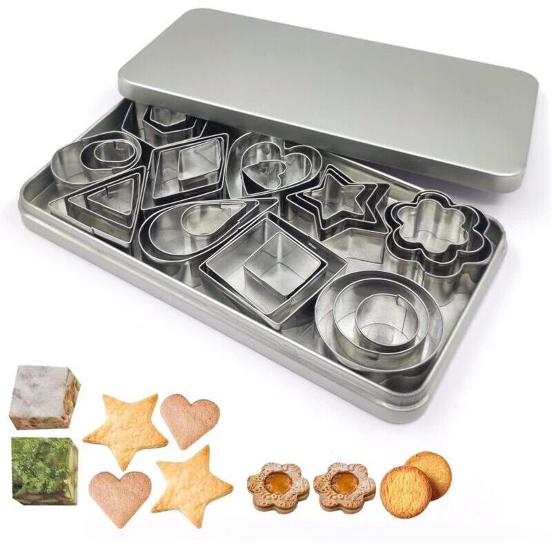 Set mit 30 Mini-Ausstechformen aus Metall für geometrische Kekse, Mini-Ausstecher, DIY zum Kochen, Backen, für Halloween, Weihnachten, Achteck
