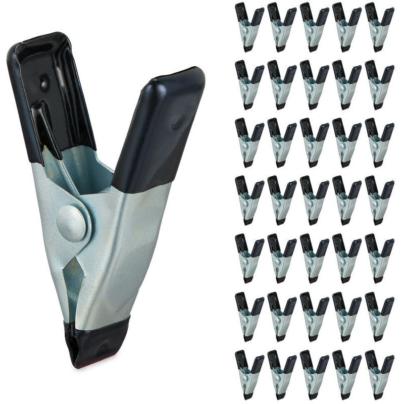 Set mit 36 Klemmen, kleine Klemmen für Bastelarbeiten, Modellbau, Metall, 20 mm Spalt, schwarz