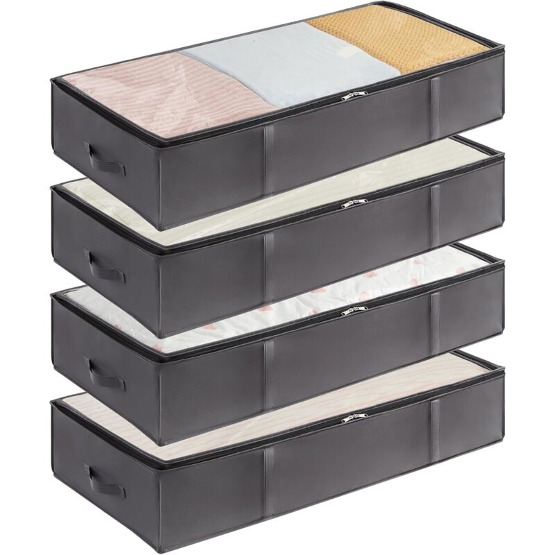 Set mit 4 Aufbewahrungstaschen für unter das Bett, großes Fassungsvermögen, mit verstärktem Griff, für Decken, Bettdecken, Laken, Kleidung,