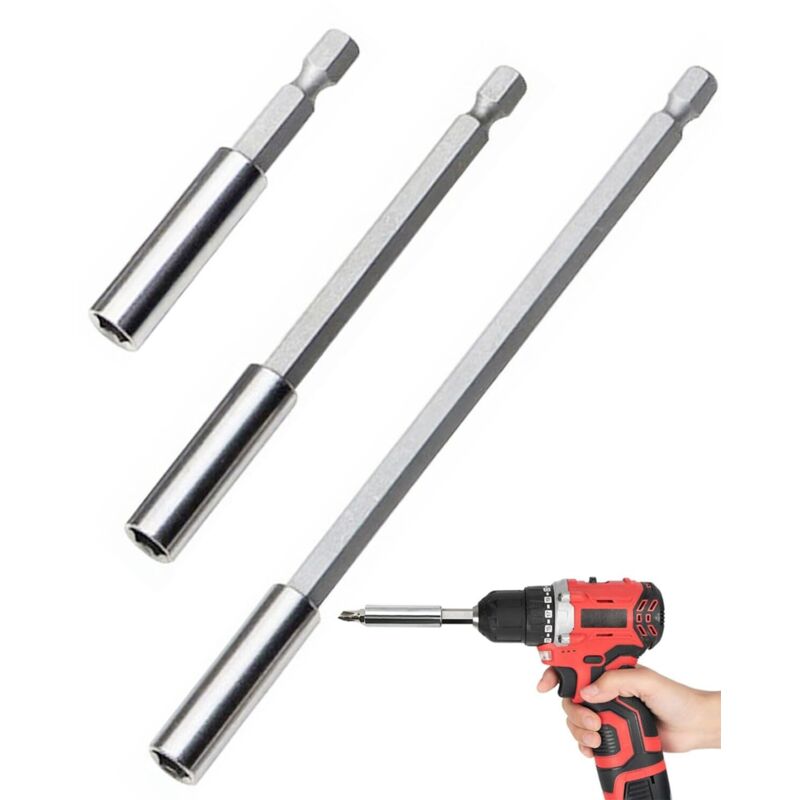 Set mit 4 Bohrverlängerungen mit magnetischem Sechskantschaft - Für Schrauben und Muttern - Ausziehbare Halterung für Akkuschrauber und Bohrmaschinen