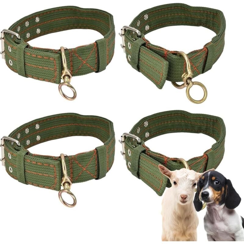 Set mit 4 dicken, verstellbaren Hundehalsbändern - Canvas-Halsband - Verstellbares Halsband - Für Pferd, Schaf, Rind, Hund, Kamel (L)