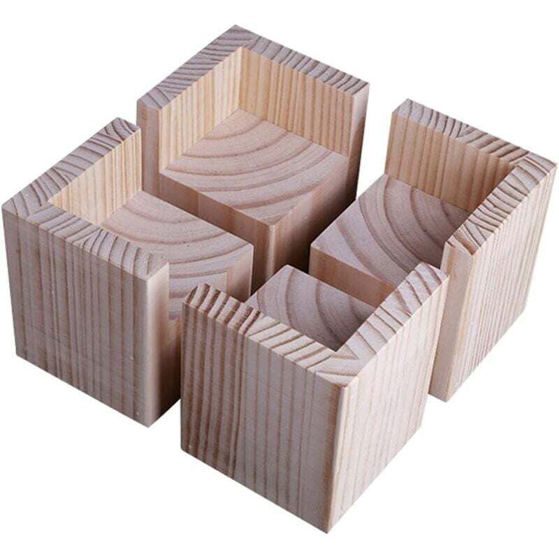Set mit 4 hölzernen Möbelfüßen, für Schreibtisch, Bett, Tisch, Bett (Größe: 6 x 6 x 5 cm)