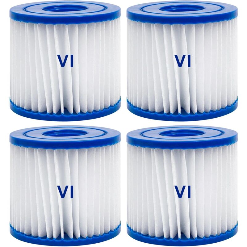Set mit 4 Spa-Filtern vom Typ vi und VI-Kartuschenfilter für Bestway Lay-Z-Spa, Spa-Filter vom Typ vi