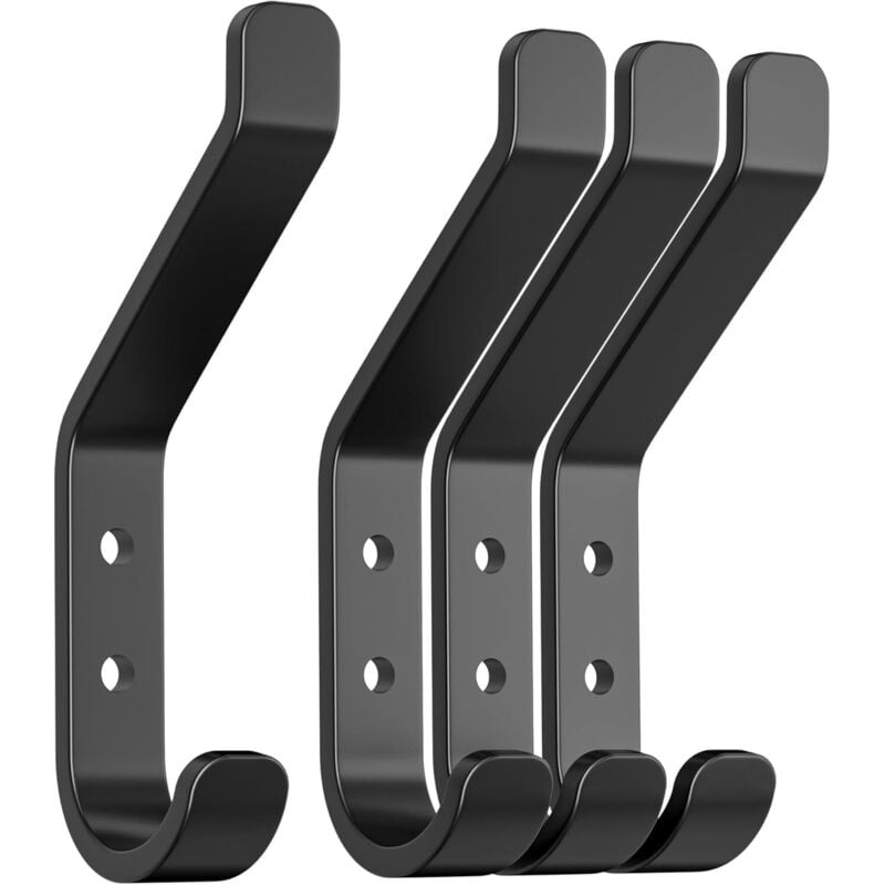 Set mit 4 Wandhaken für Akustikpaneele, Schraubhaken, Kleiderhaken, Jacken- und Huthaken, Aluminium, schwarz, 10 cm