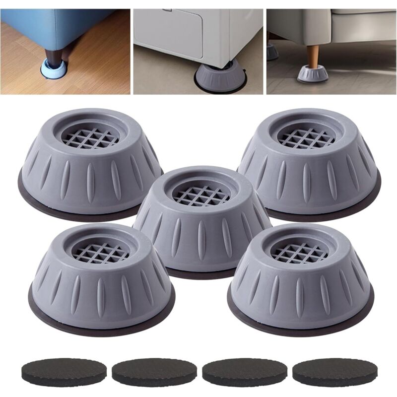 Set mit 5 Antivibrationsfüßen für Waschmaschinen, rutschfeste und vibrationsdämpfende Pads für Waschmaschinen und Trockner, Bodenschutz für