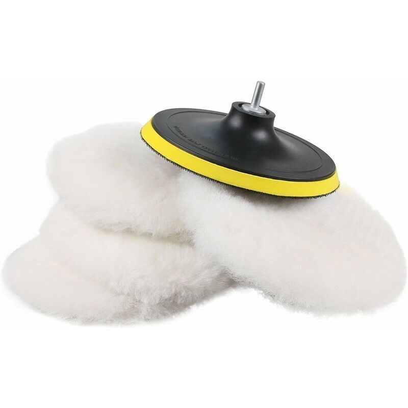 Set mit 5 Tao 150-mm-Polierscheiben, Wollpolierschwamm, Polierpad mit M14-Bohradapter für Poliermaschine