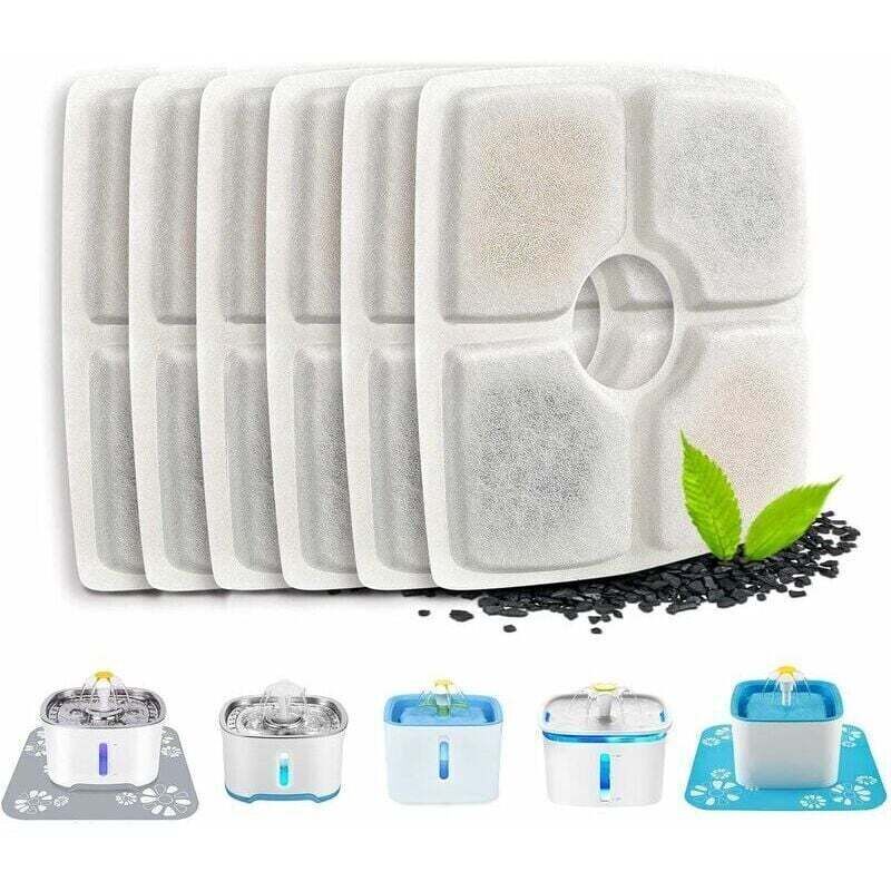 Set mit 6 automatischen Filtern für Katzenbrunnen - Ersatzwasserfilter für Katzen und Hunde (quadratisch)