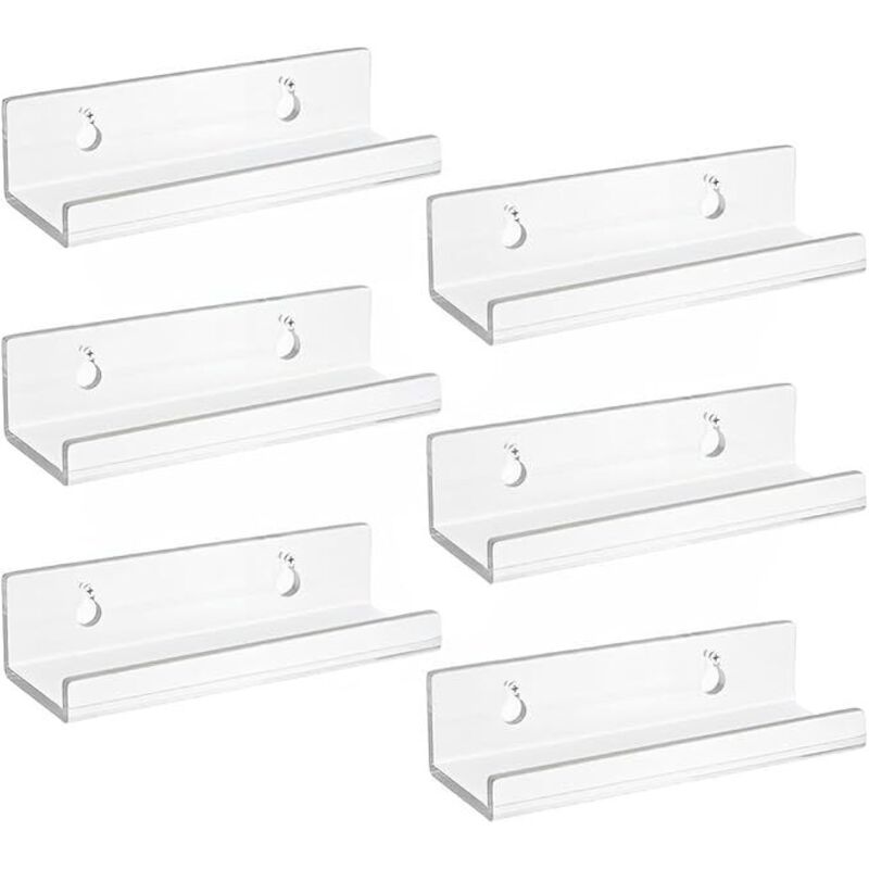 Set mit 6 transparenten Acryl-Wandhalterungen für Vinyl, Schilder, Fotos und Bücher