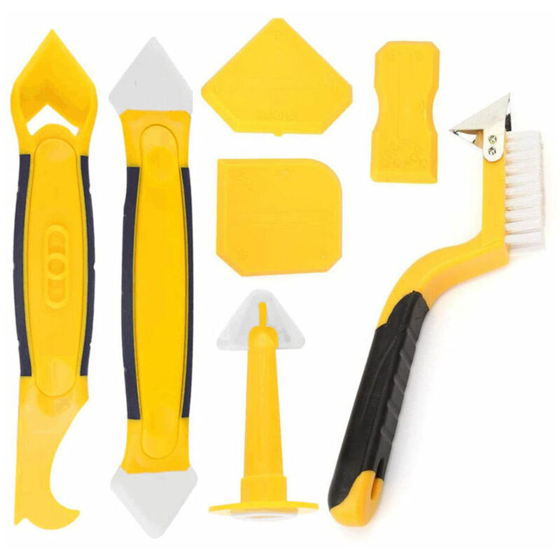 Set mit 7 Silikon-Dichtungswerkzeugen, Werkzeug zum Entfernen von Dichtungen mit Schaber, Werkzeug zum Entfernen von Silikon-Dichtungsmitteln für