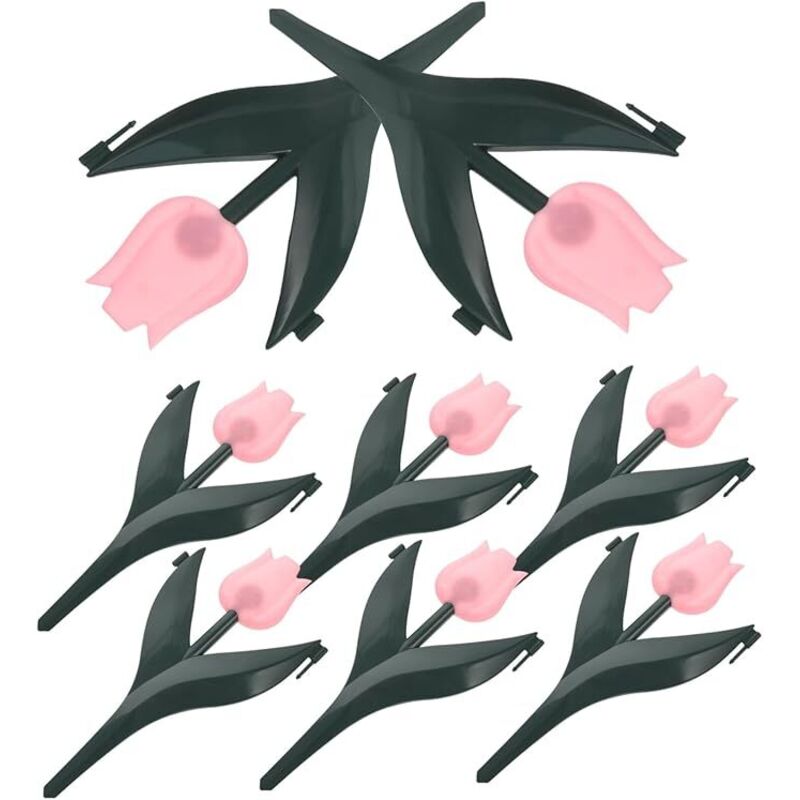 Set mit 8 Dekorationen für Zuhause, Gartenzaun, tulpenförmiger Gartenzaun aus Kunststoff