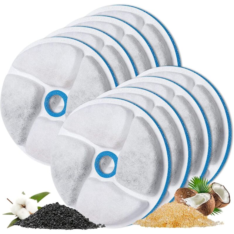 Set mit 8 Katzenbrunnenfiltern, Ersatzfilter für automatische Haustierbrunnen, 4,13-Zoll-Filter für Katzenbrunnen