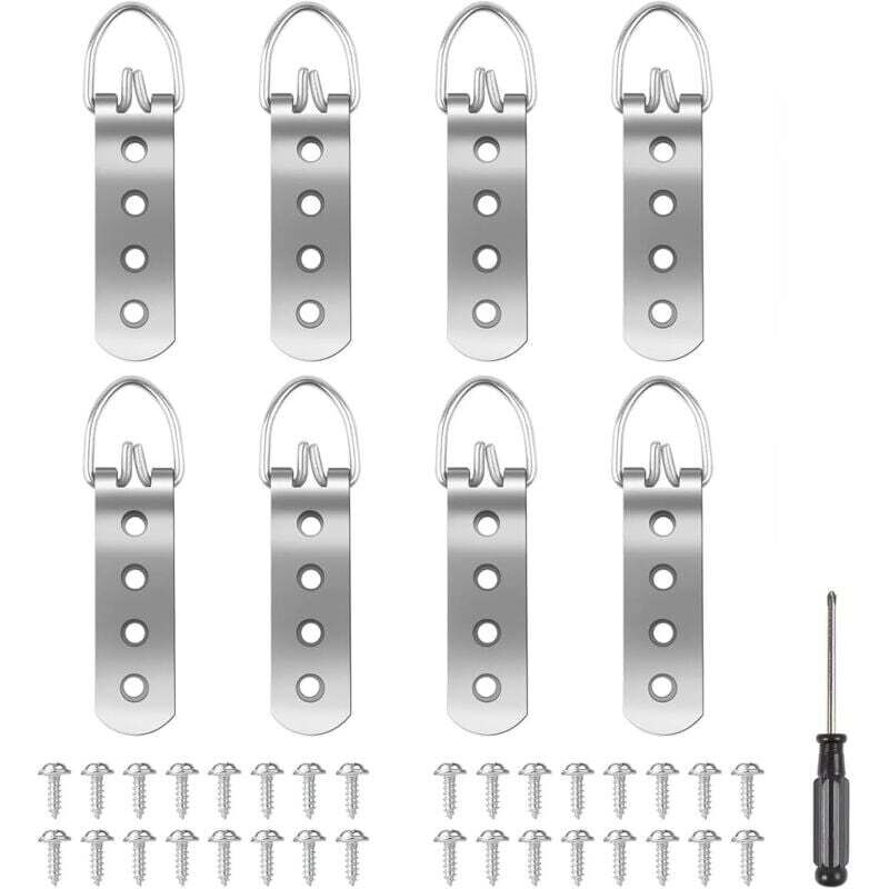 Set mit 8 robusten Fotohaken zum Aufhängen mit Schrauben, stabil für Fotos, Kunstwerke, Uhren (8 Stück, mit Schraubendreher und 32 Schrauben)