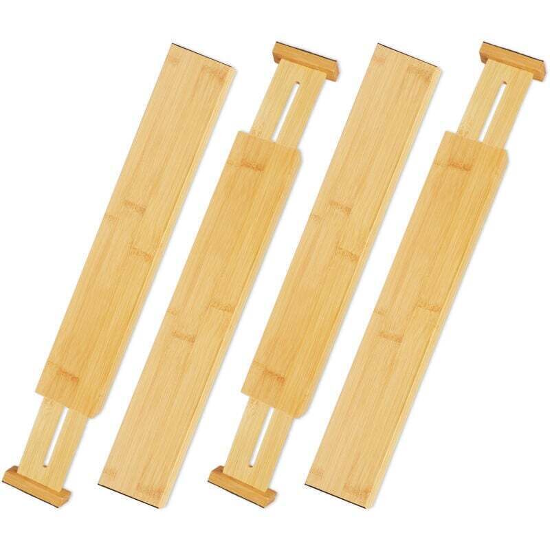 Set mit Schubladeneinsätzen für die Küche, verstellbarer Bambus-Organizer mit Federn für Küche, Schlafzimmer und Kommode, 566 cm (4er-Pack)