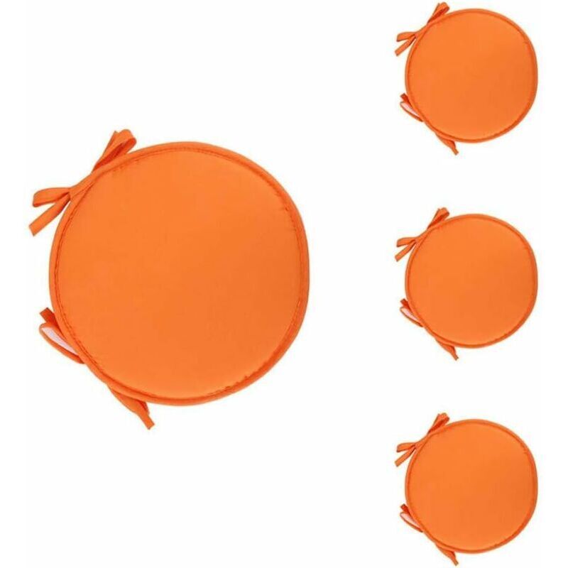 4er Set Stuhlauflage rund rund für Esstisch und Stuhl mit Kordelzug 38cm orange