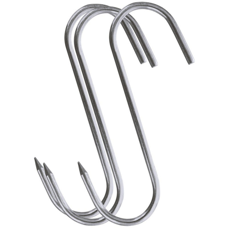 Set of three smoking hooks in stainless steel
