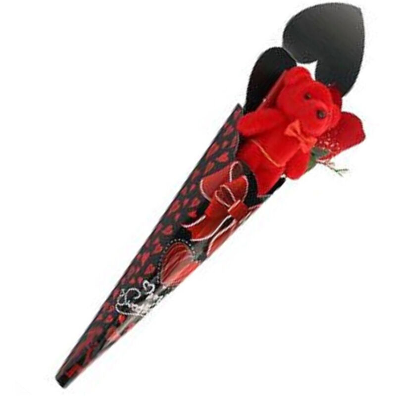 Trade Shop Traesio - Trade Shop - set order in peluchs rosso mit fiore love 40CM idea regal san valentino 63293 -