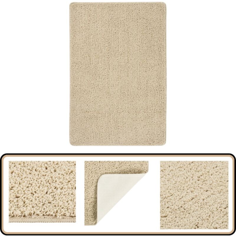 Vidaxl - Shaggy-Teppich Creme 140x200 cm Rutschfest - Shaggy Teppich - Wohnzimmer Teppich - Flur Teppich - Cremefarbener Teppich - pp Teppich