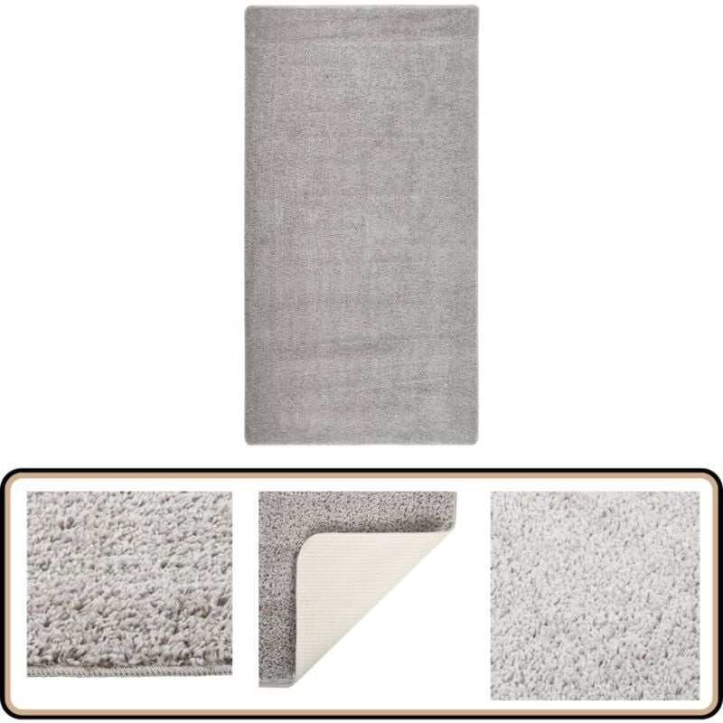 Vidaxl - Shaggy-Teppich Hellgrau 80x150 cm Rutschfest - Shaggy Teppich - Wohnzimmer Teppich - Flur Teppich - Grau Teppich - pp Teppich