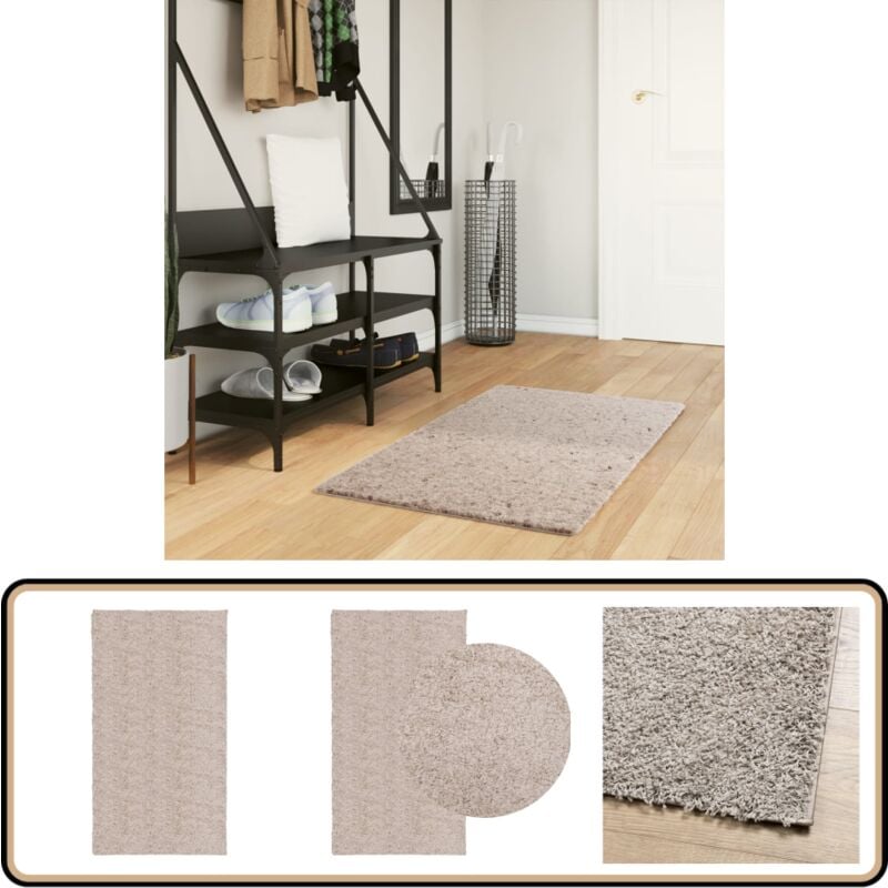 Shaggy-Teppich pamplona Hochflor Modern Beige 60x110 cm - Shaggy Teppich - Flauschiger Teppich - Beiger Teppich - Wohnzimmer Teppich - Schlafzimmers