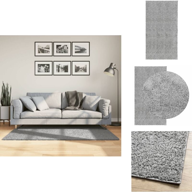 Shaggy-Teppich pamplona Hochflor Modern Grau 80x150 cm - Shaggy-Teppich - Flauschiger Teppich - Grauer Teppich - Wohnzimmerteppich