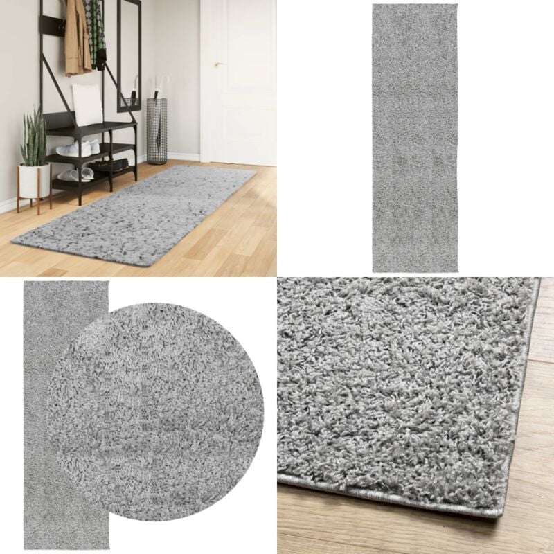 Shaggy-Teppich pamplona Hochflor Modern Grau 80x250 cm - Shaggy Teppich - Grau - Wohnzimmer Teppich - Flur Teppich - Schlafzimmers Teppich - Home &