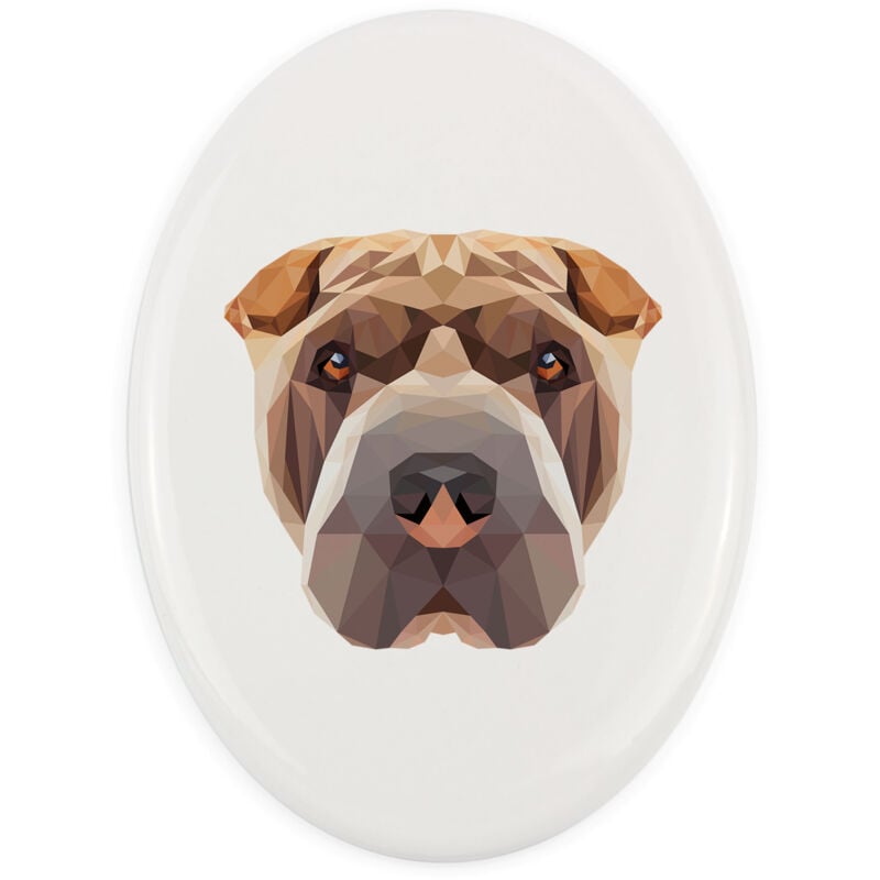 Shar Pei - ein Teller mit Foto und geometrischer Aufschrift von Art-Dog