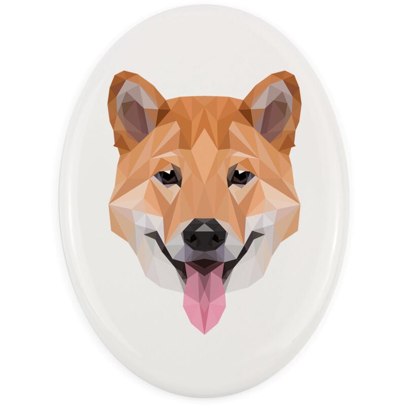 Shiba Inu - ein Teller mit Foto und geometrischer Aufschrift von Art-Dog
