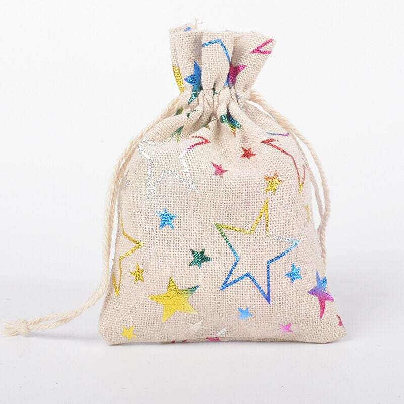 Shining House - 20 Stück Mini-Leinenbeutel mit Kordelzug für Geburtstag, Hochzeit, Weihnachten, 10 x 14 cm