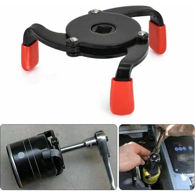 Shining House - 3-Backen-Ölfilterschlüssel 3/8' Vierkant 60 bis 95 mm 2,4' bis 3,7' automatisch verstellbar