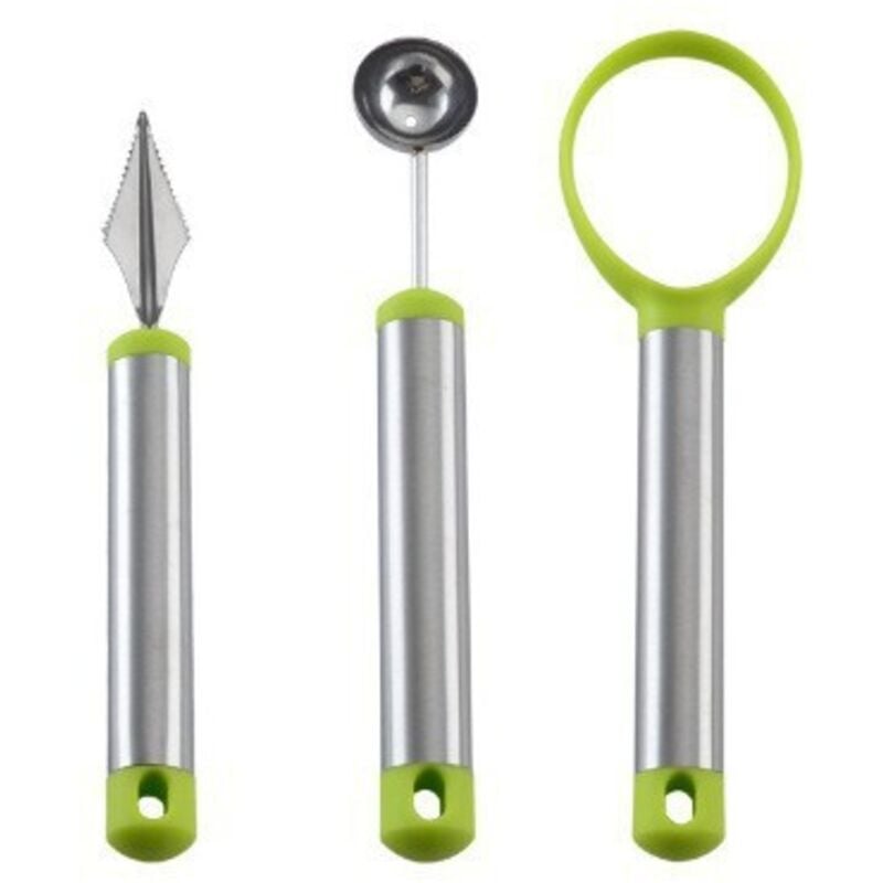 Shining House - 3-teiliges Obstschnitzwerkzeug-Set, Obstkugel-Schnitzmesser aus Edelstahl, Apfelkugeln, Melonenlöffel für die Küche