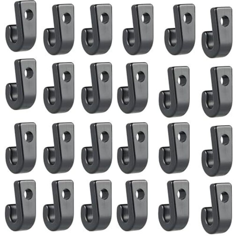 Shining House - 50 Stück Kajak-J-Haken, schwarzer langlebiger Kunststoff, Kajak-Spannhaken, J-Haken für Kajak, Bungee-Lanyard, Kanu, Boot,