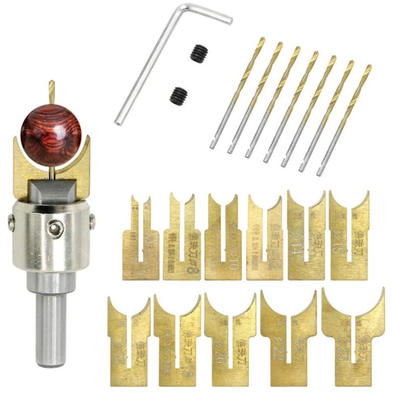 Shining House - 6-25mm Buddhismus Klinge Wolfram Hartmetall Sphärische Werkzeug Kit Holzbearbeitung Perle Fräser Holz Werkzeug Set