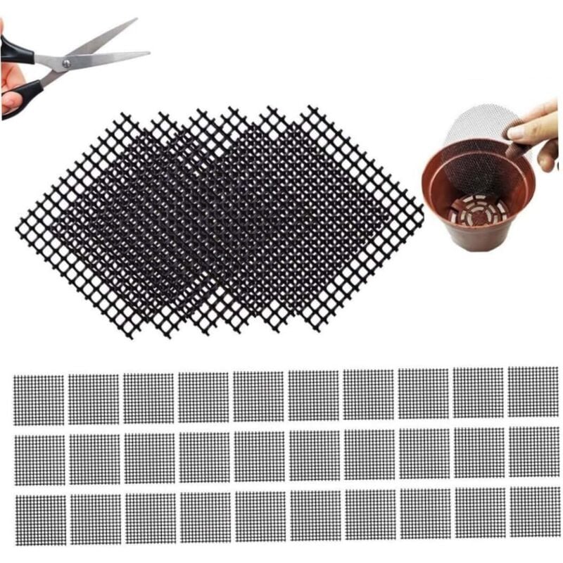 Shining House - Bonsai-Töpfe, quadratisches Gartengitter, 50 Stück quadratische Blumentöpfe, gepflastert mit weichem Bonsai-Netz