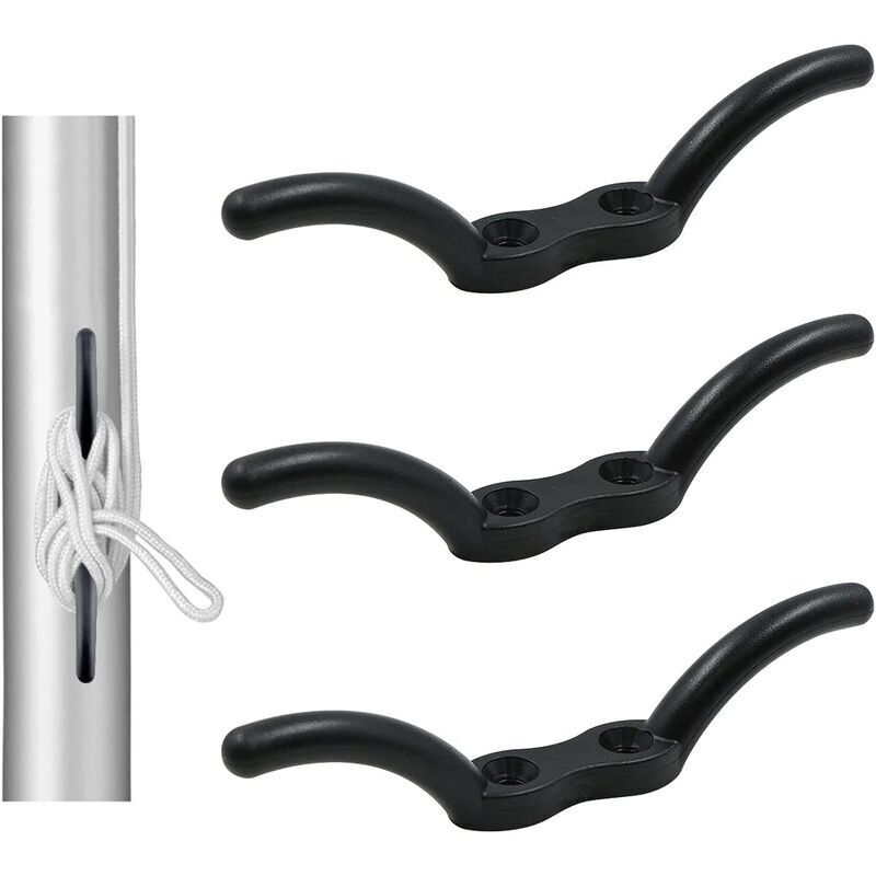 Shining House - Fahnenmasthaken, Mastseilklampenhaken, Festmacherhaken, 3 Stück – mit 6 Stück Schrauben für Yachtmasten, Segelboote, Markisen