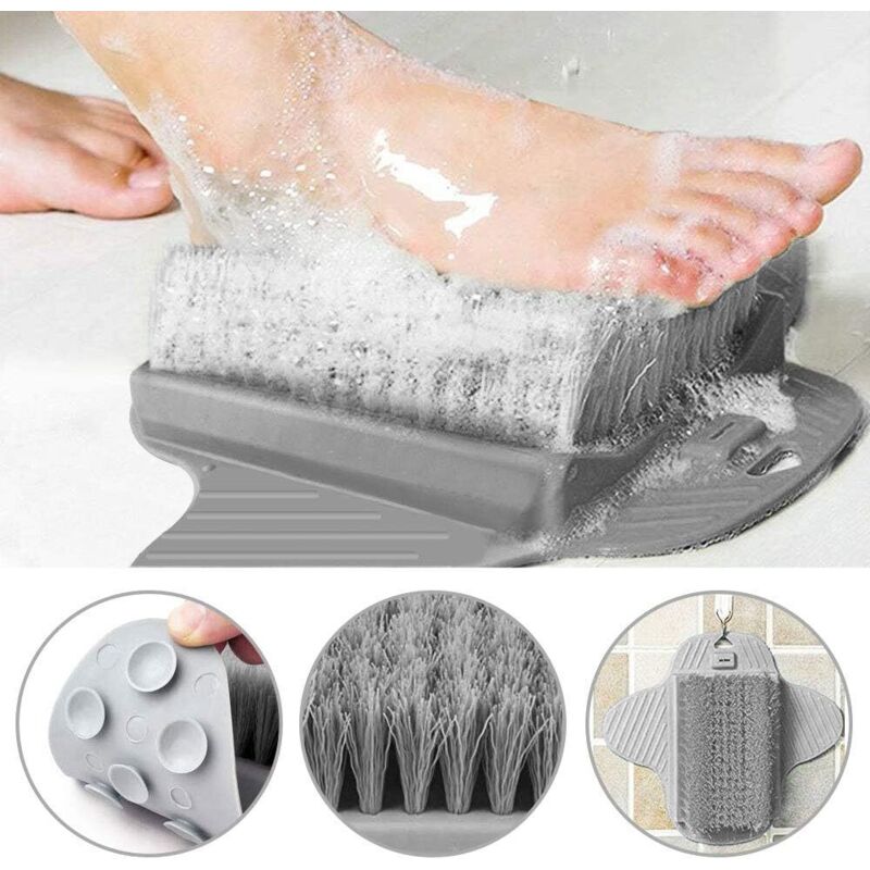 Shining House - Fußschrubberbürste, Fußmassagegerät, Massagegerät, Duschbürste mit rutschfesten Saugnäpfen und weicher Fußakupressur-Massagematte für