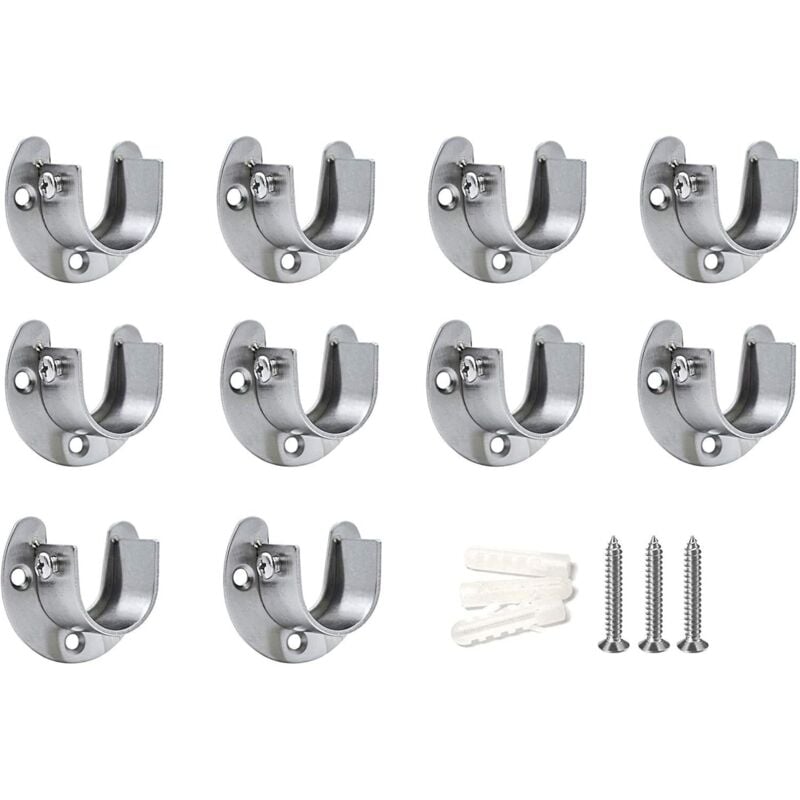 Shining House - Gardinenstangenhalterung, Kleiderschrank-Rohrhalterungen, Edelstahl, U-Form für Kleiderschrank, Wandschiene, Säule, Kleiderstütze für