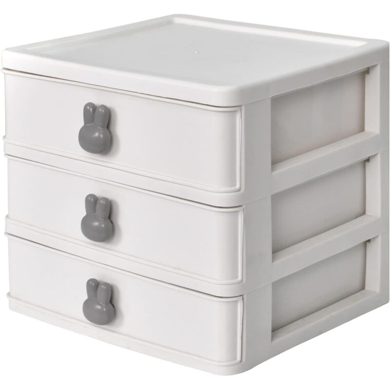 Kosmetik-Organizer, Schubladen, Make-up-Schubladenbox, Schreibtisch mit 3 Schubladen, Hasengriff, Kosmetik-Aufbewahrungsbox für Badezimmer,