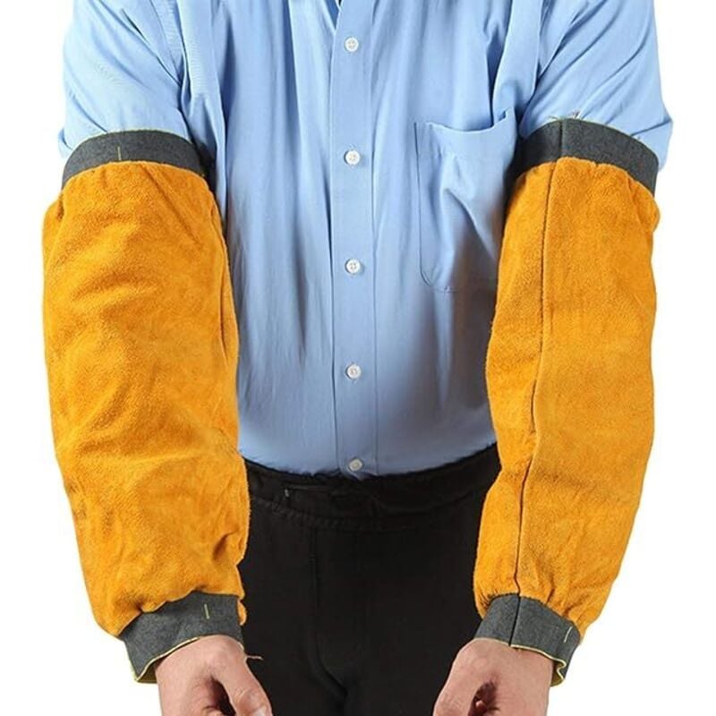 Shining House - Leder-Schweißärmel, Leder-Schweißärmel für Männer und Frauen, hitze- und flammbeständige Garten-Armschutzärmel, 39 cm