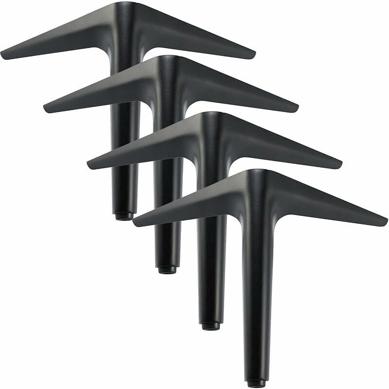 Shining House - Möbelbeine, Set mit 4 schwarzen dreieckigen Möbelbeinen, verzinkter Polierprozess, für Schrank, Sofa, Couchtisch, TV-Schrank und