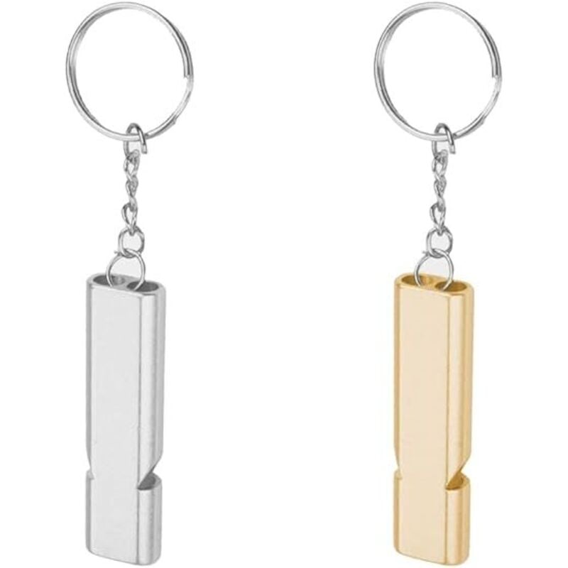 Shining House - Pfeife, 2 Stück Überlebenspfeife, Notfallpfeife, doppelte Metallrohre, Notfallpfeife, für Schule, Fitnessstudio, Outdoor-Camping,