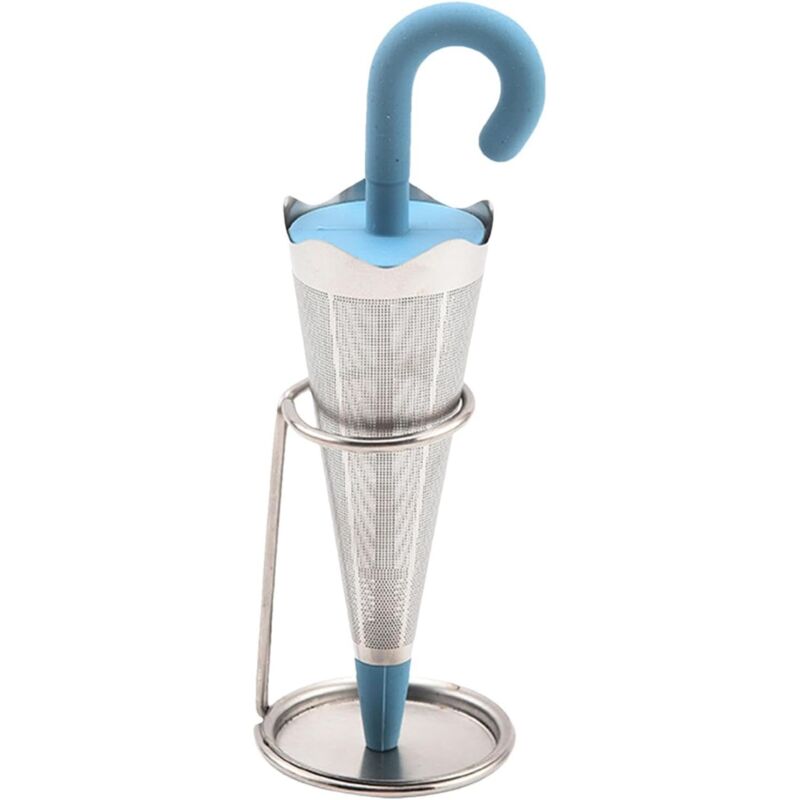 Shining House - Regenschirm-Tee-Ei – Edelstahl-Teesieb für lose Blätter Niedliches wiederverwendbares Teesieb mit Regenschirm und Abtropfschale