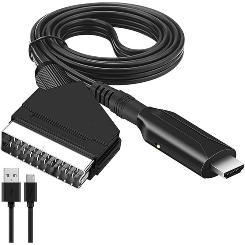 SHINING HOUSE SCART-zu-HDMI-Adapter, SCART-zu-HDMI-Konverter mit HDMI-Kabel für 720P/1080P Full HD-Fernseher, Audio-Video für Blu-ray-DVD-Player STB