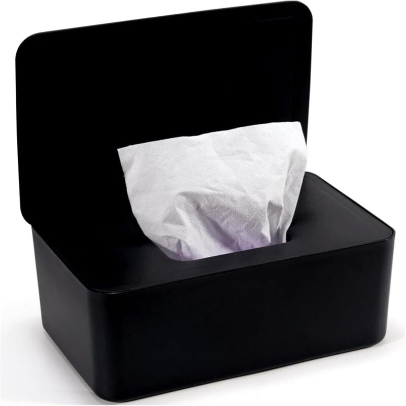 Shining House - Schwarze Box für Feuchttücher, Spender für Feuchttücher, Box für feuchtes Toilettenpapier, Box für Feuchttücher mit Deckel
