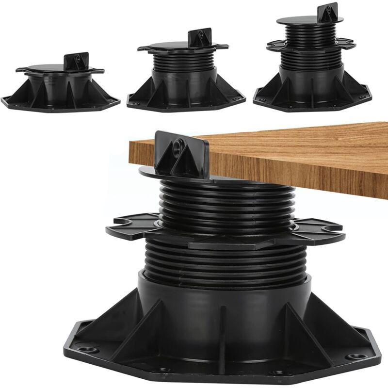 Shining House - Set aus 4 Terrassenstelzen, höhenverstellbar von 60 bis 80 mm für Unterkonstruktion, Terrassendielen aus Holz