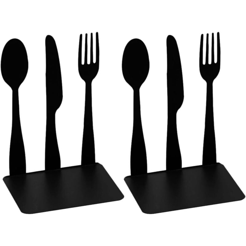 Shining House - Stück Buchstützen, originelle Buchstützen im Besteckstil, schwarze, kratzfeste Buchstützen, dekorative Buchtrenner für Küche, Schule,